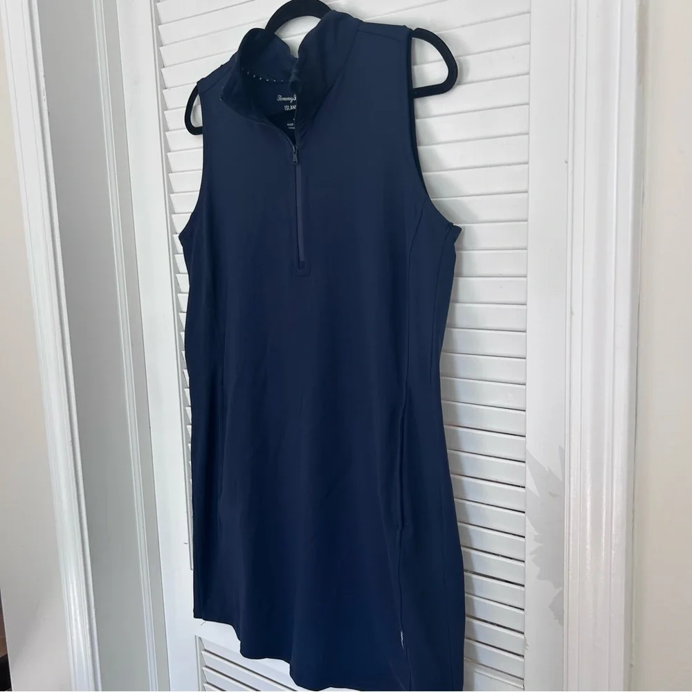 Tommy Bahama golf dress island zone navy blue large half zip tunic pockets - Picture 3 of 6